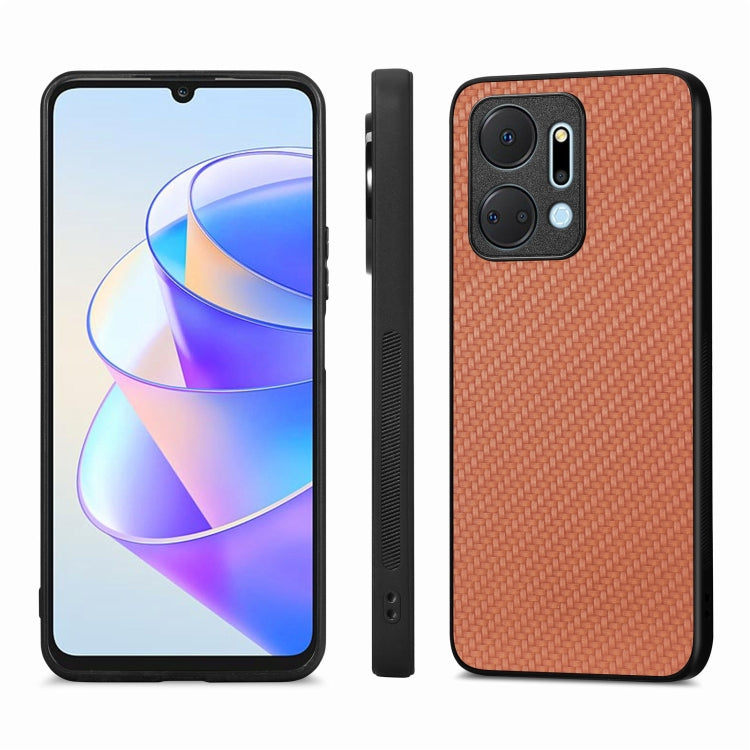 For Honor X7A Carbon Fiber Texture Leather Back Cover Phone Case