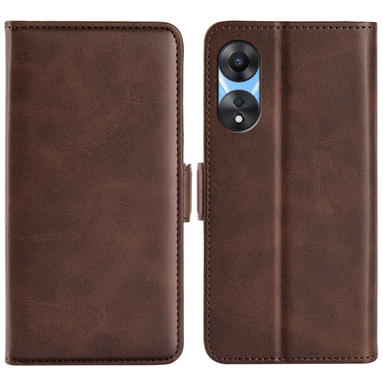 For OPPO A58 Dual-side Magnetic Buckle Horizontal Flip Leather Phone Case
