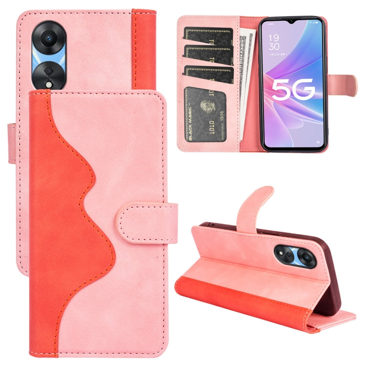 For OPPO A58 Stitching Horizontal Flip Leather Phone Case