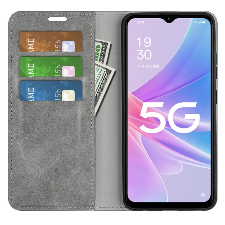 For OPPO A58 Retro-skin Magnetic Suction Leather Phone Case