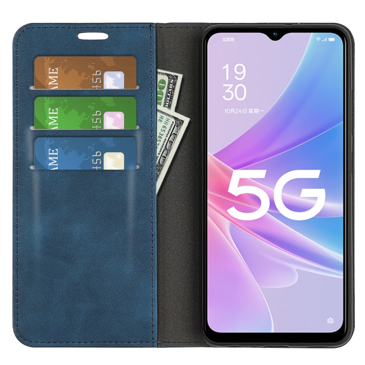 For OPPO A58 Retro-skin Magnetic Suction Leather Phone Case