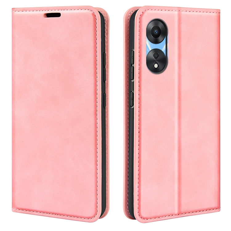 For OPPO A58 Retro-skin Magnetic Suction Leather Phone Case