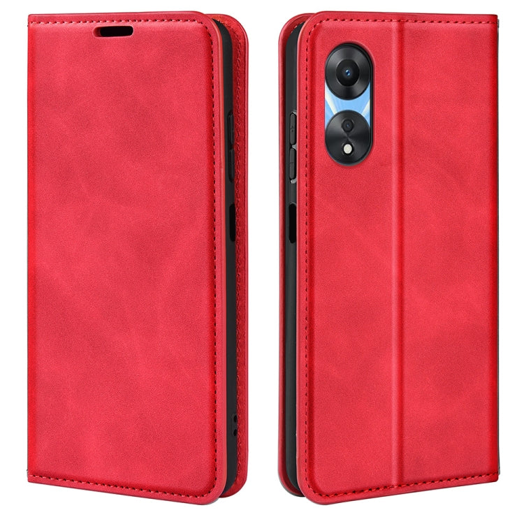 For OPPO A58 Retro-skin Magnetic Suction Leather Phone Case
