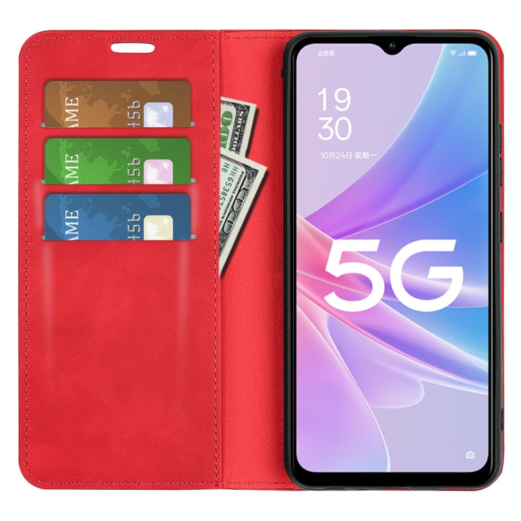 For OPPO A58 Retro-skin Magnetic Suction Leather Phone Case