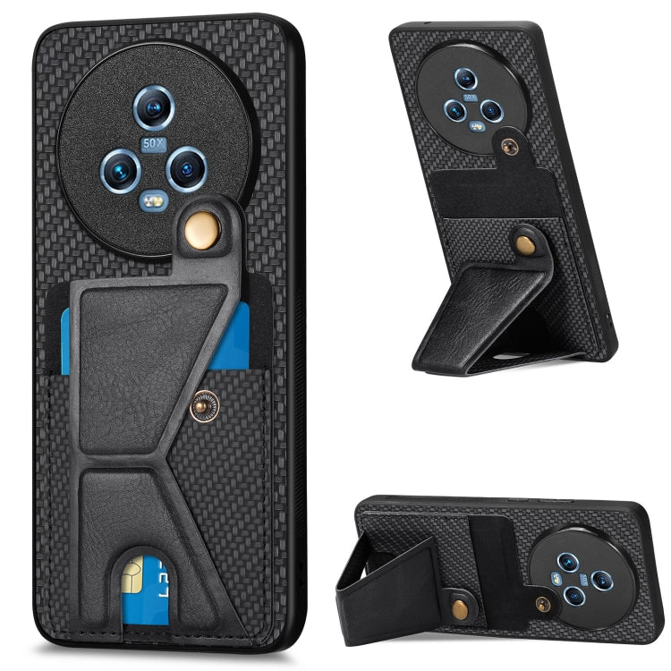 For Honor Magic5 Carbon Fiber Wallet Flip Card K-shaped Holder Phone Case