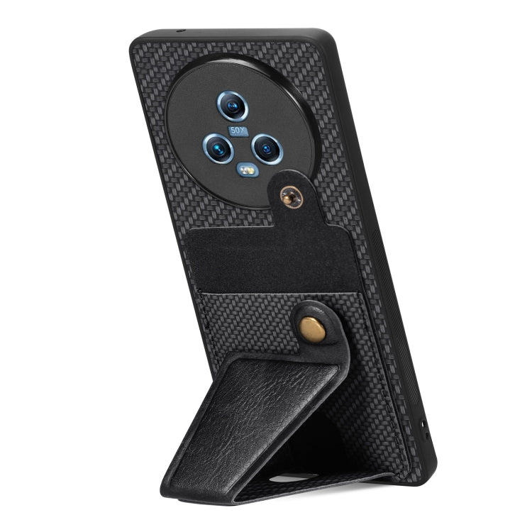 For Honor Magic5 Carbon Fiber Wallet Flip Card K-shaped Holder Phone Case