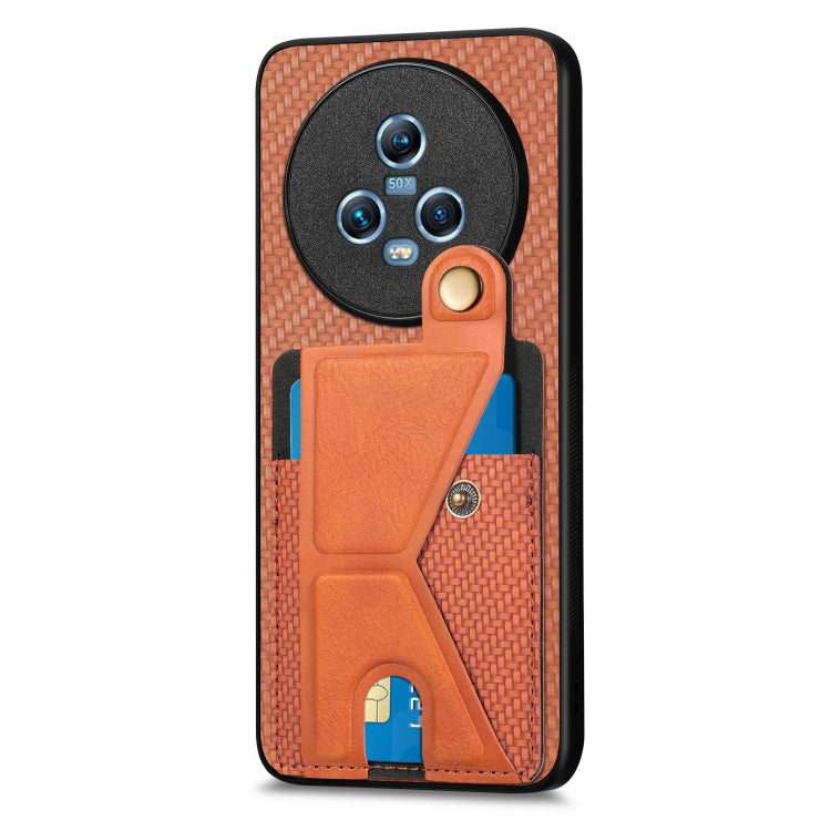 For Honor Magic5 Carbon Fiber Wallet Flip Card K-shaped Holder Phone Case