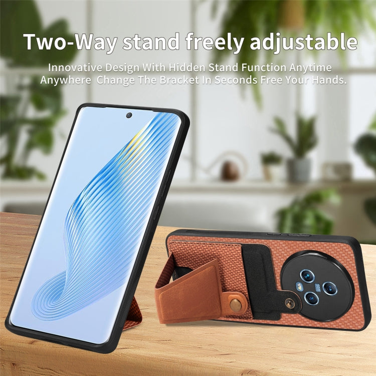 For Honor Magic5 Carbon Fiber Wallet Flip Card K-shaped Holder Phone Case