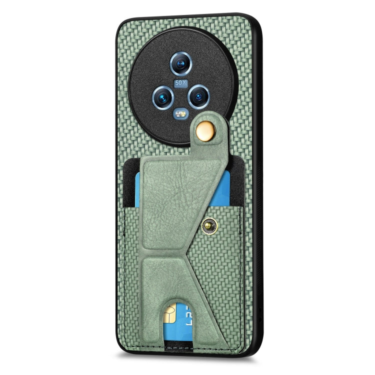 For Honor Magic5 Carbon Fiber Wallet Flip Card K-shaped Holder Phone Case