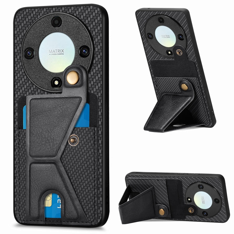 For Honor X9A Carbon Fiber Wallet Flip Card K-shaped Holder Phone Case