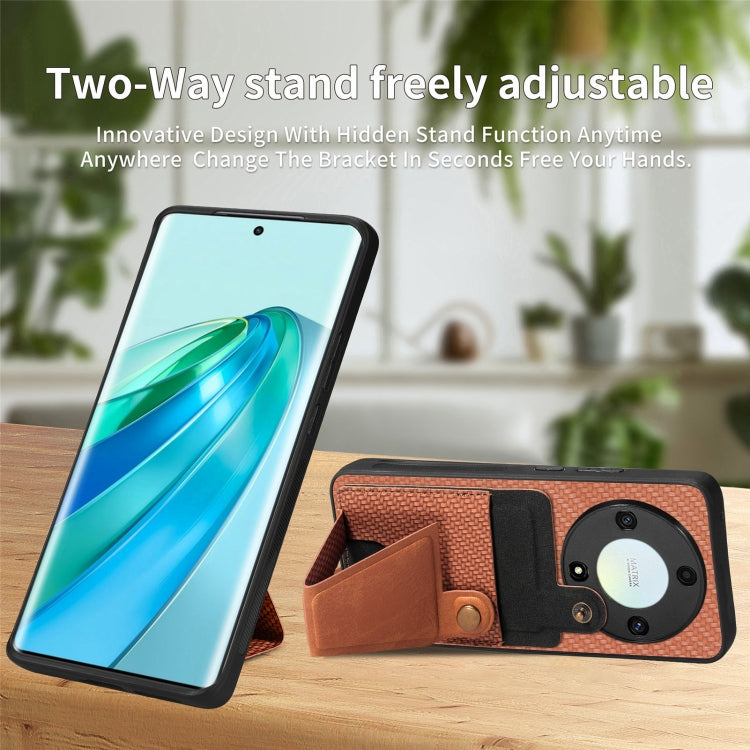 For Honor X9A Carbon Fiber Wallet Flip Card K-shaped Holder Phone Case