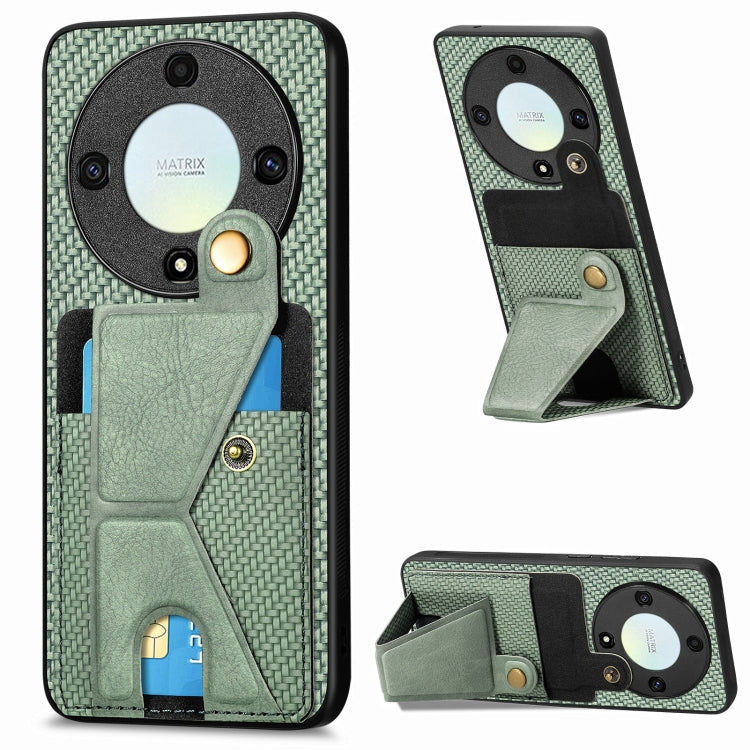 For Honor X9A Carbon Fiber Wallet Flip Card K-shaped Holder Phone Case