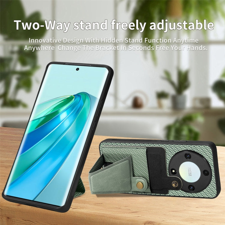 For Honor X9A Carbon Fiber Wallet Flip Card K-shaped Holder Phone Case