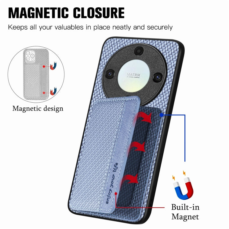 For Honor X9A Carbon Fiber Magnetic Card Wallet Bag Phone Case