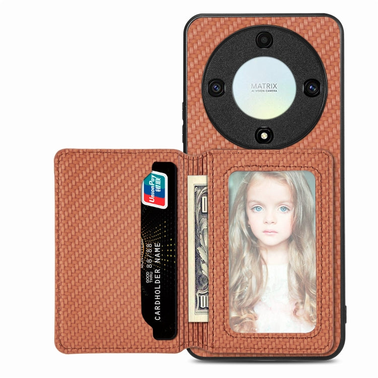 For Honor X9A Carbon Fiber Magnetic Card Wallet Bag Phone Case