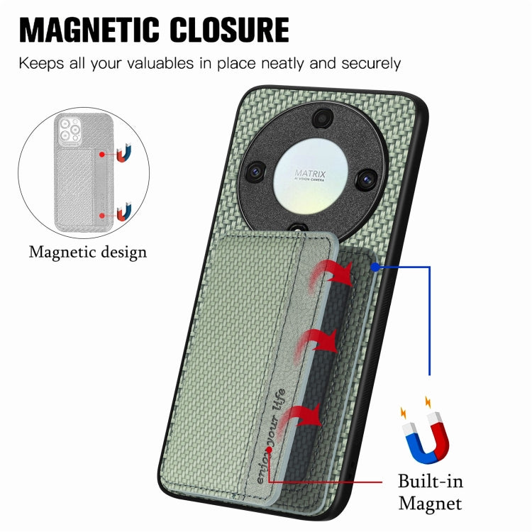For Honor X9A Carbon Fiber Magnetic Card Wallet Bag Phone Case