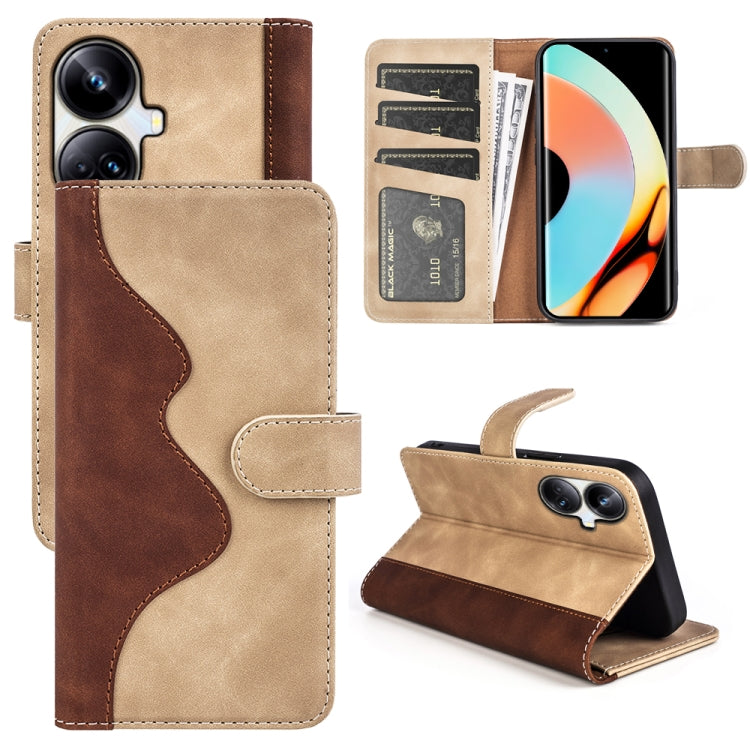 For Realme 10 Pro+ Stitching Horizontal Flip Leather Phone Case