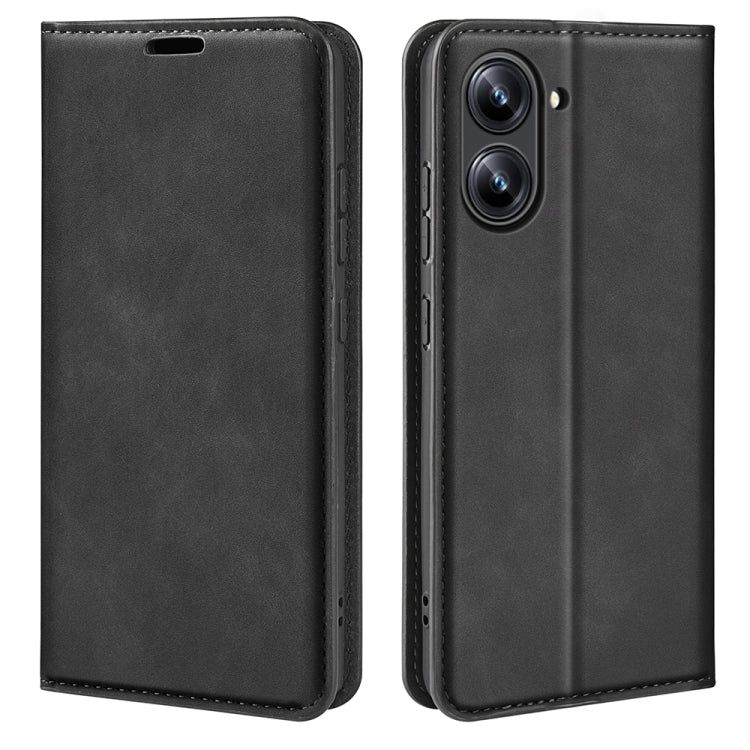 For Realme 10 4G Retro-skin Magnetic Suction Leather Phone Case