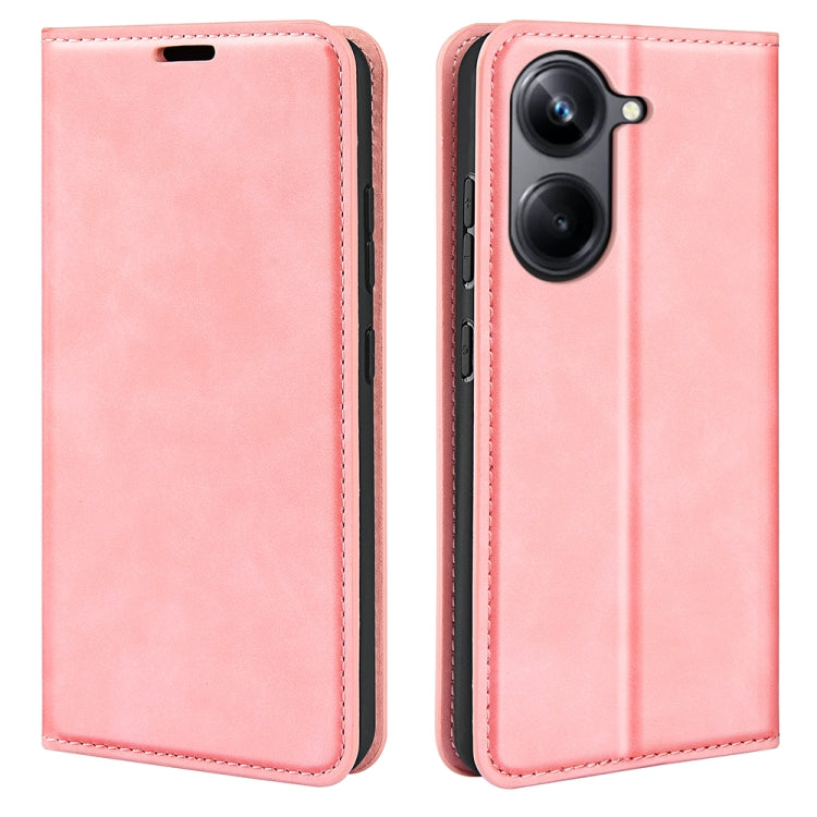 For Realme 10 Pro Retro-skin Magnetic Suction Leather Phone Case