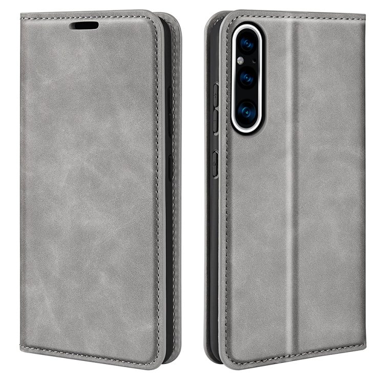 For Sony Xperia 1 V Retro-skin Magnetic Suction Leather Phone Case