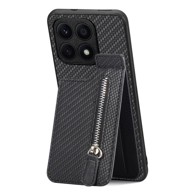 For Honor X8A Carbon Fiber Vertical Flip Zipper Phone Case