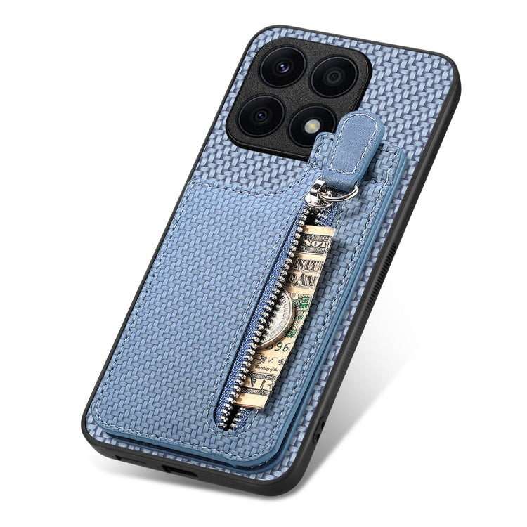 For Honor X8A Carbon Fiber Vertical Flip Zipper Phone Case