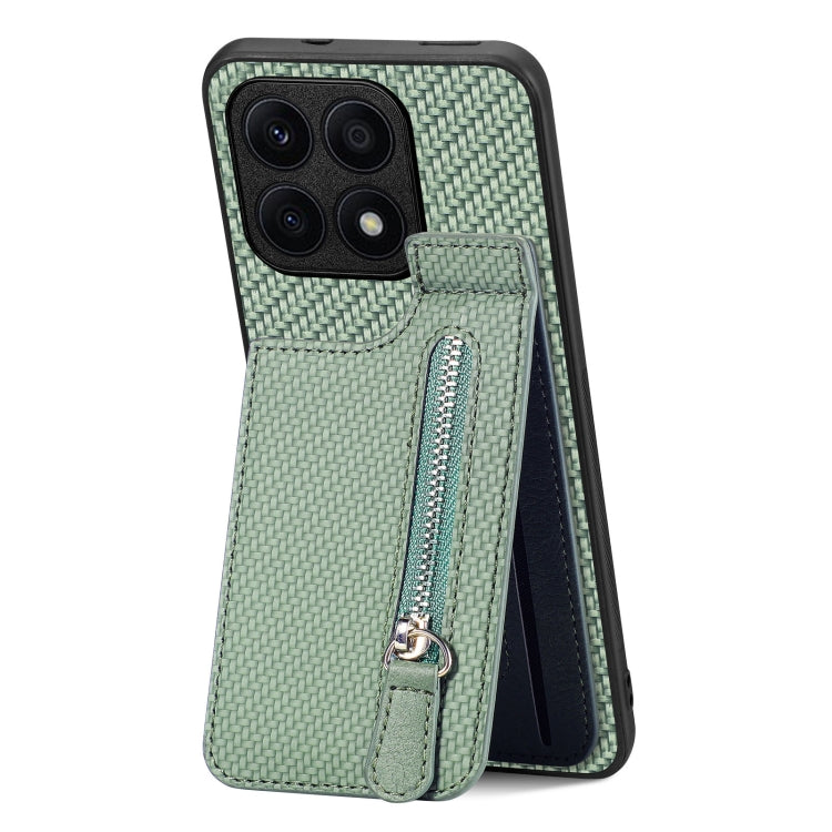For Honor X8A Carbon Fiber Vertical Flip Zipper Phone Case