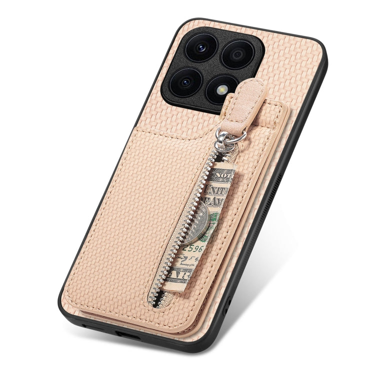 For Honor X8A Carbon Fiber Vertical Flip Zipper Phone Case