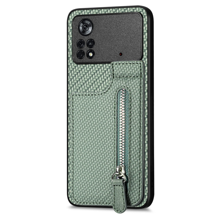 For Xiaomi Poco X4 Pro 5G Carbon Fiber Vertical Flip Zipper Phone Case