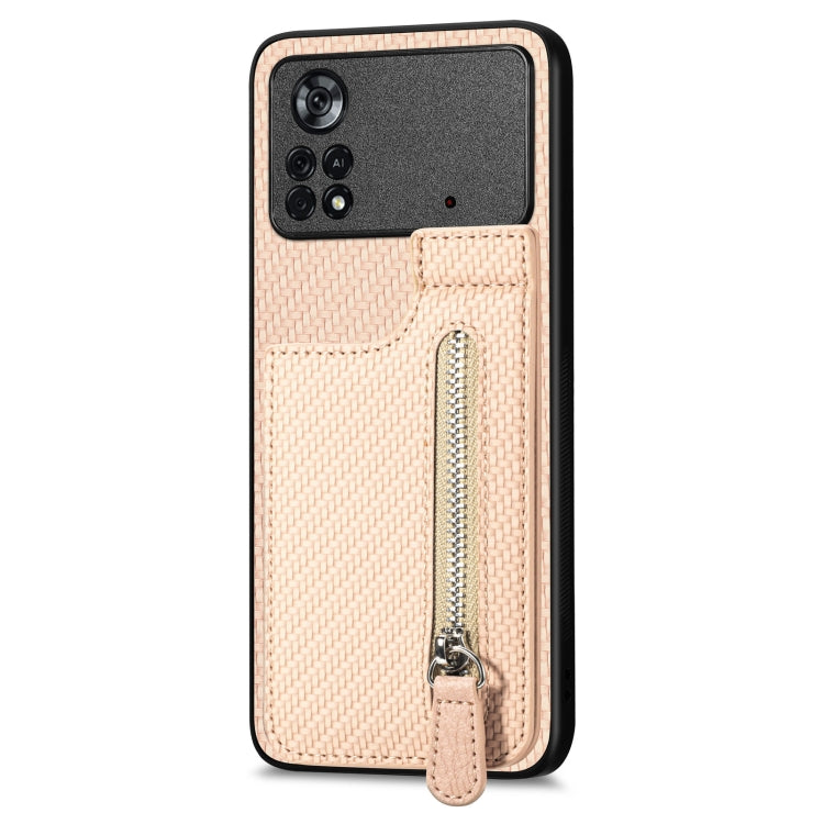 For Xiaomi Poco X4 Pro 5G Carbon Fiber Vertical Flip Zipper Phone Case