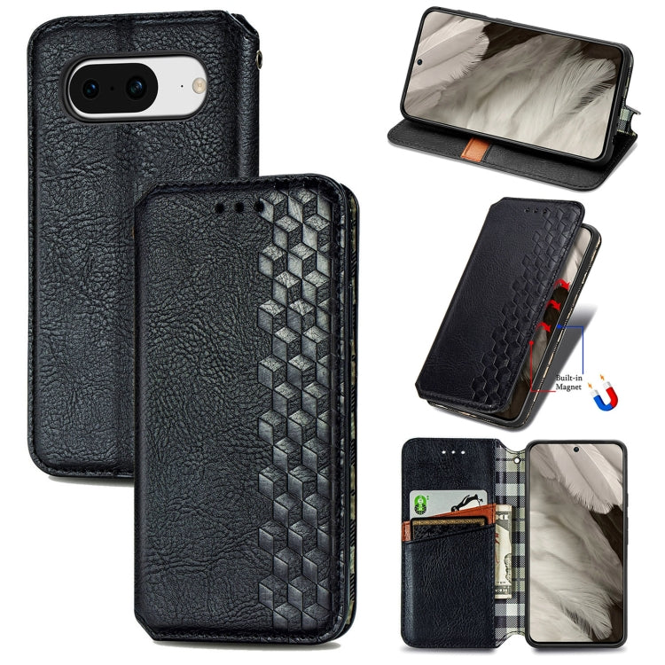 For Google Pixel 8 Cubic Grid Pressed Magnetic Leather Phone Case