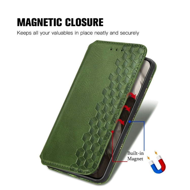 For Google Pixel 8 Cubic Grid Pressed Magnetic Leather Phone Case