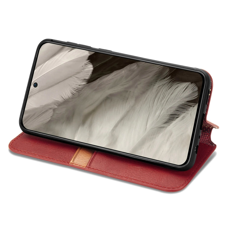 For Google Pixel 8 Cubic Grid Pressed Magnetic Leather Phone Case