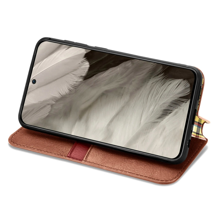 For Google Pixel 8 Cubic Grid Pressed Magnetic Leather Phone Case