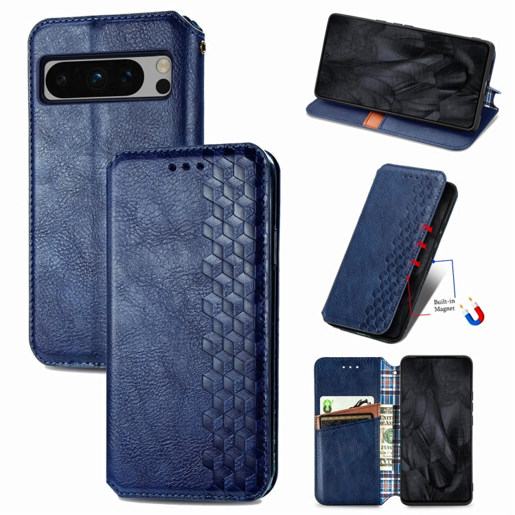For Google Pixel 8 Pro Cubic Grid Pressed Magnetic Leather Phone Case