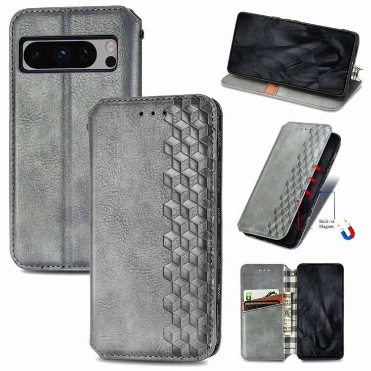 For Google Pixel 8 Pro Cubic Grid Pressed Magnetic Leather Phone Case