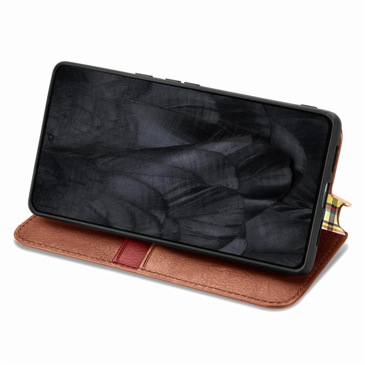 For Google Pixel 8 Pro Cubic Grid Pressed Magnetic Leather Phone Case