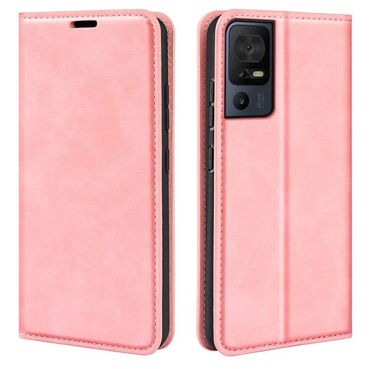 For TCL 40 SE Retro-skin Magnetic Suction Leather Phone Case