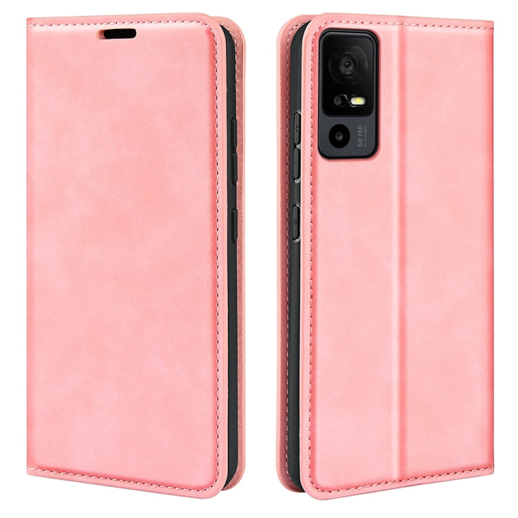 For TCL 40R Retro-skin Magnetic Suction Leather Phone Case