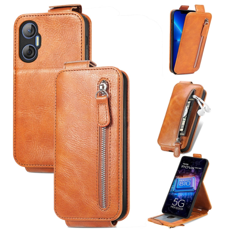 For Tecno Pova Neo 5G Zipper Wallet Vertical Flip Leather Phone Case