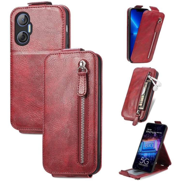 For Tecno Pova Neo 5G Zipper Wallet Vertical Flip Leather Phone Case