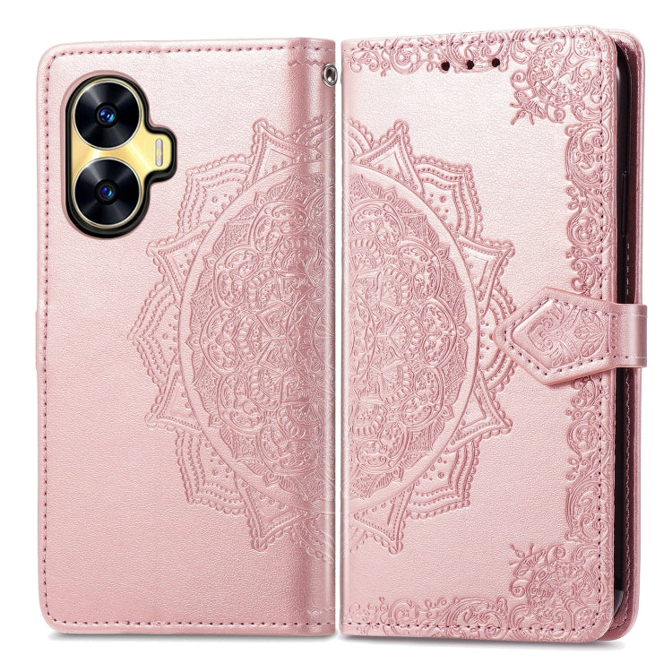 For Realme C55 Mandala Flower Embossed Leather Phone Case
