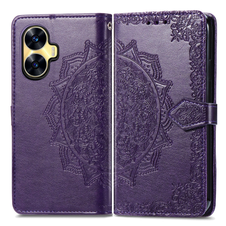 For Realme C55 Mandala Flower Embossed Leather Phone Case