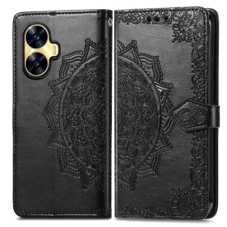 For Realme C55 Mandala Flower Embossed Leather Phone Case