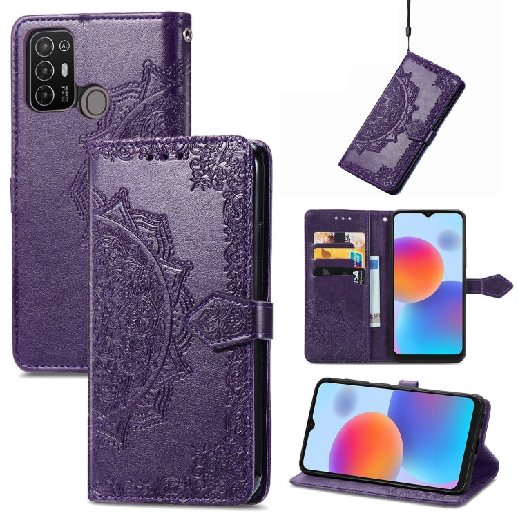 For ZTE Blade A52 Mandala Flower Embossed Leather Phone Case