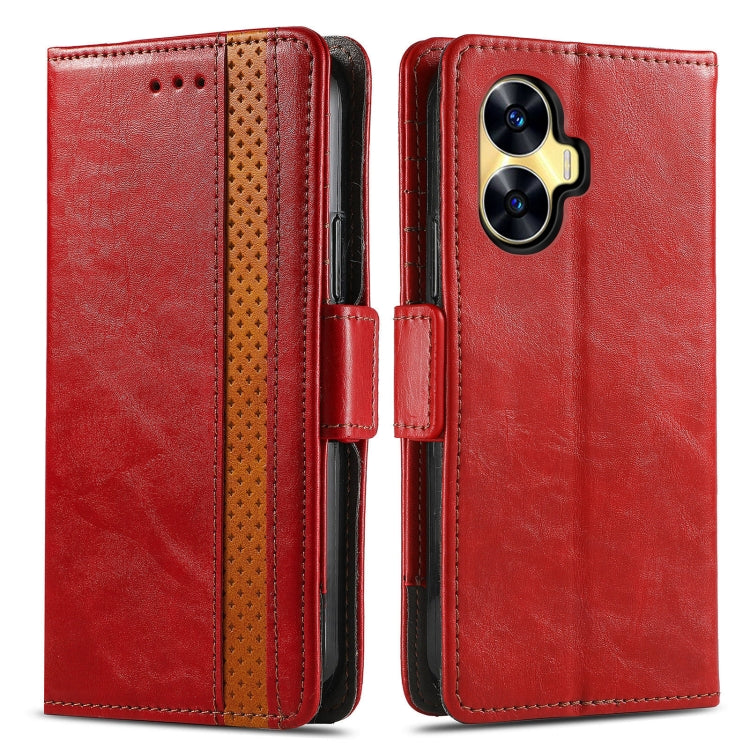 For Realme C55 CaseNeo Splicing Dual Magnetic Buckle Leather Phone Case