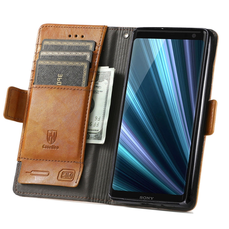 For Sony Xperia XZ3 CaseNeo Splicing Dual Magnetic Buckle Leather Phone Case