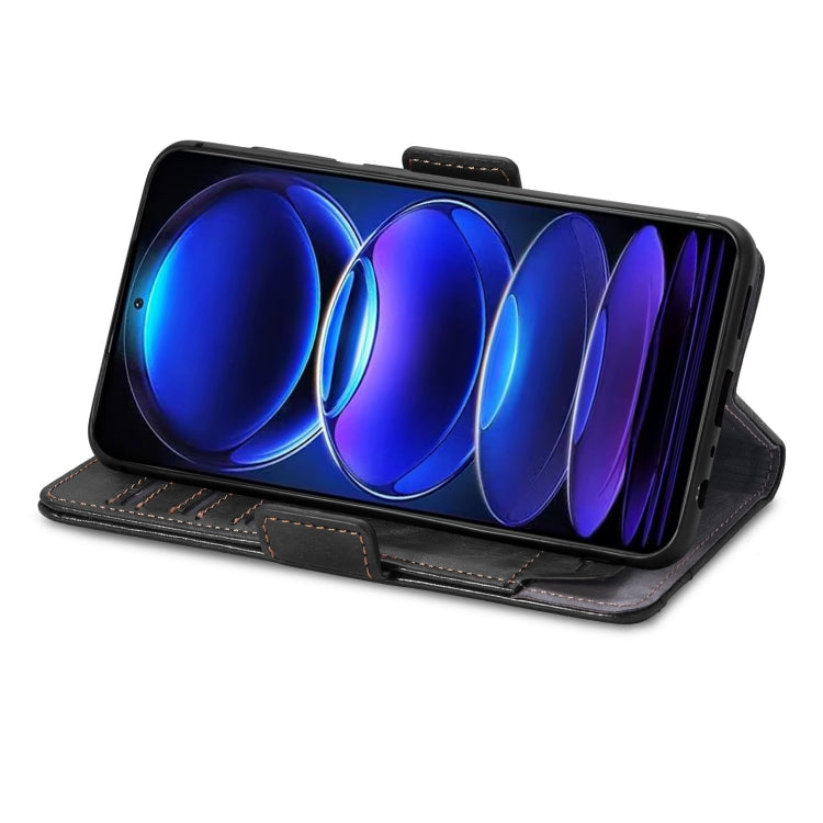 For Xiaomi Redmi Note 12 Pro+ Global CaseNeo Splicing Dual Magnetic Buckle Leather Phone Case