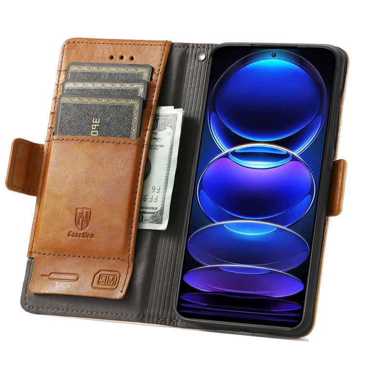 For Xiaomi Redmi Note 12 Pro+ Global CaseNeo Splicing Dual Magnetic Buckle Leather Phone Case