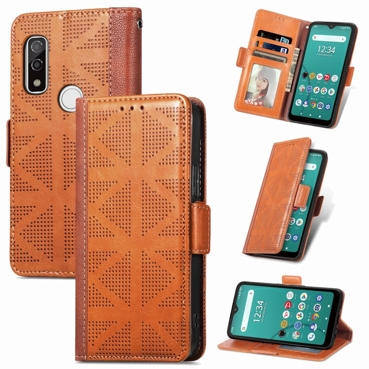 For Fujitsu Arrows We F-51B Grid Leather Flip Phone Case